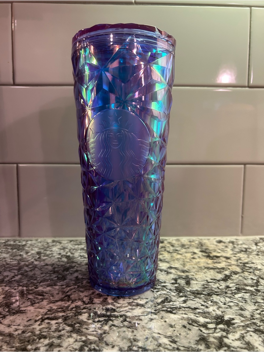 Starbucks Iridescent Blue-Purple Faceted Cold Cup